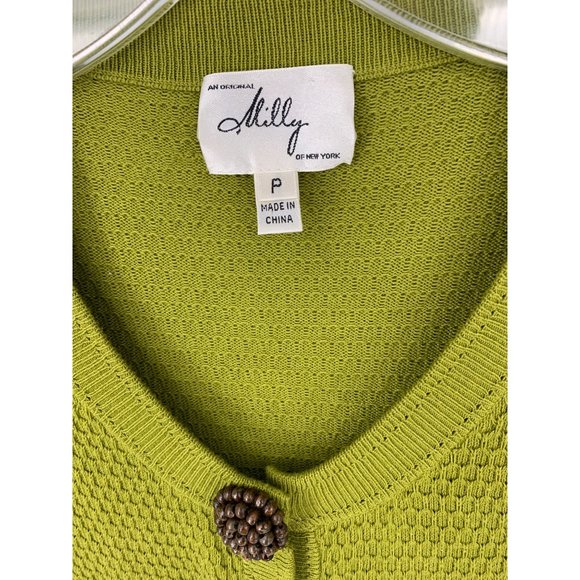 Milly Green Sweater with Brown Buttons Size SP - Picture 2 of 7